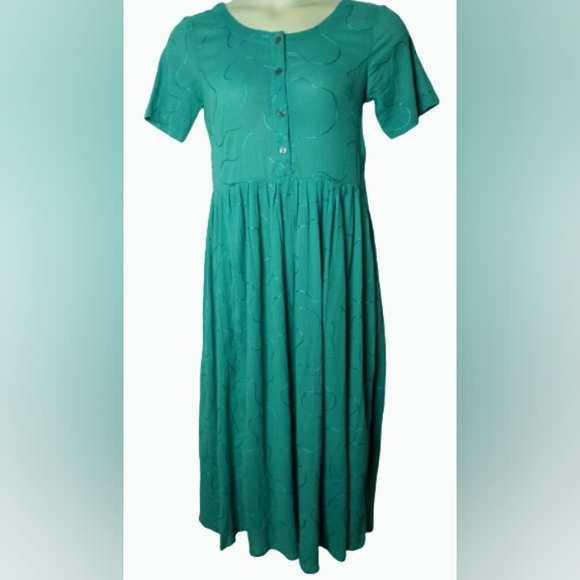 Collections Etc Dresses & Skirts - Collections Etc.Teal Embroidery Scoop Neck Size Medium Dress